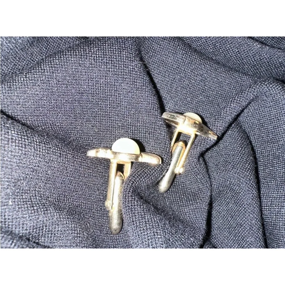 Gold color vintage swank fish ,Dolphin  Cuff links  with Pearls